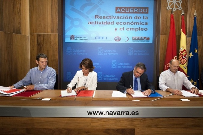 Gobierno foral, CEN, UGT y CCOO firman un acuerdo para la reactivación de la actividad económica y el empleo viernes