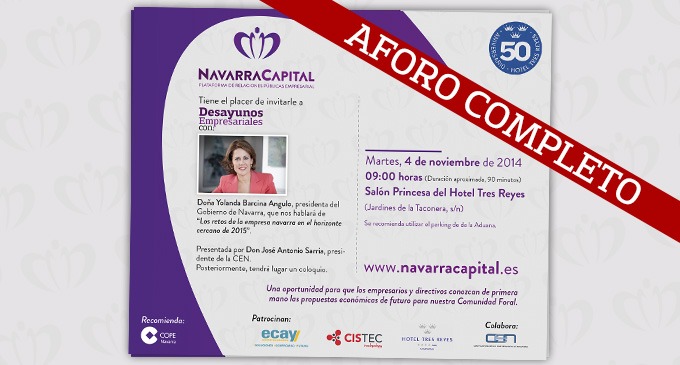 Aforo completo para los ‘Desayunos Empresariales’ de Navarra Capital que se estrenan mañana con Yolanda Barcina