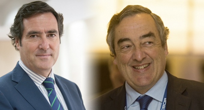 El actual presidente de la CEOE, Joan Rosell, y el presidente de CEPYME, Antonio Garamendi, se disputan la presidencia de la patronal