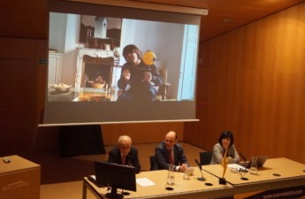 De la Torre, Ayerdi y Noya en la presentación de Luis Piedrahita anunciando SciencEkaitza