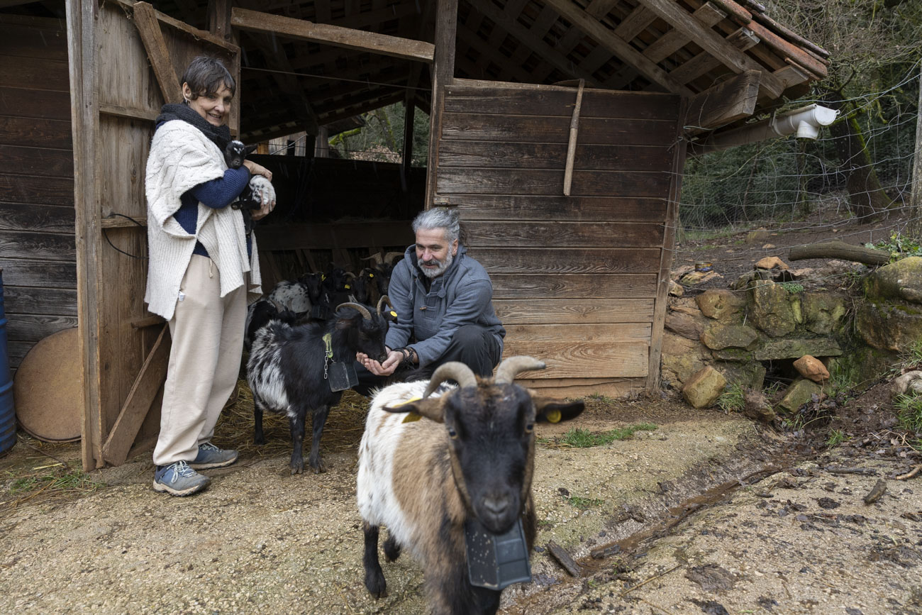 La pareja convive con todo tipo de animales y se abastece de su propia huerta.