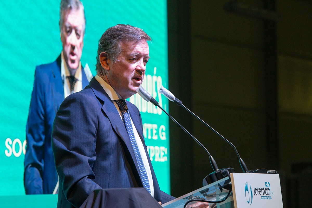 Andrés Sendagorta, durante su intervención de este martes en la sede de Corporación Jofemar.