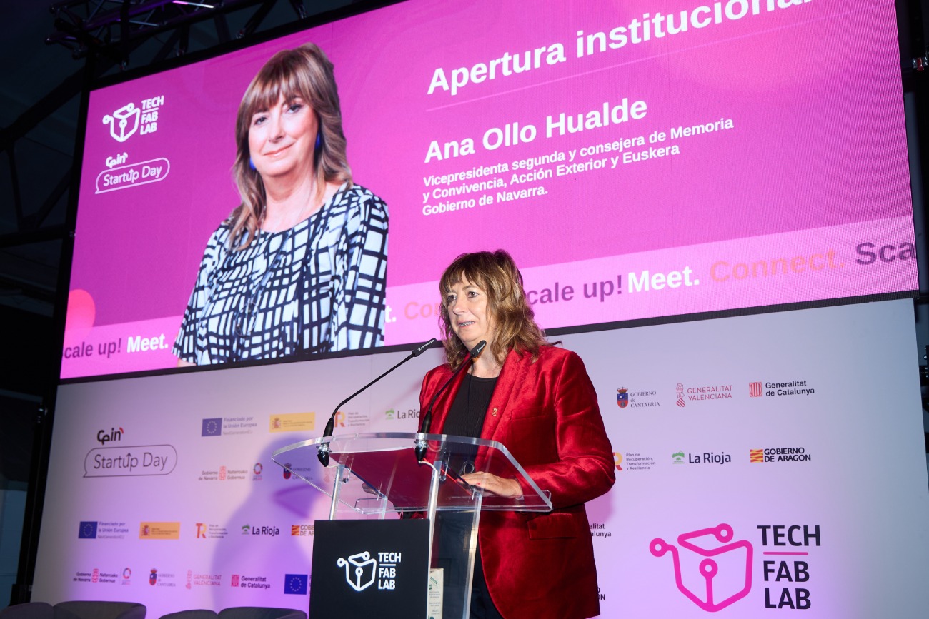 La vicepresidenta del Gobierno foral Ana Ollo, durante su intervención de este martes.