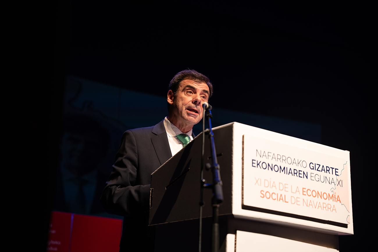 Ignacio Ugalde, presidente de CEPES Navarra, durante su intervención de este martes.