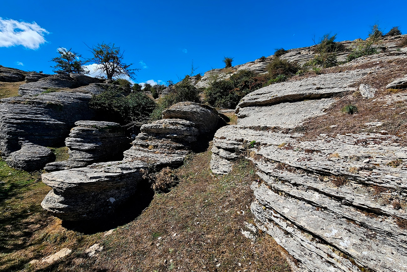 Las curiosas formaciones rocosas de varios metros de altura que conforman un cañón escondido en la sierra de Andía.