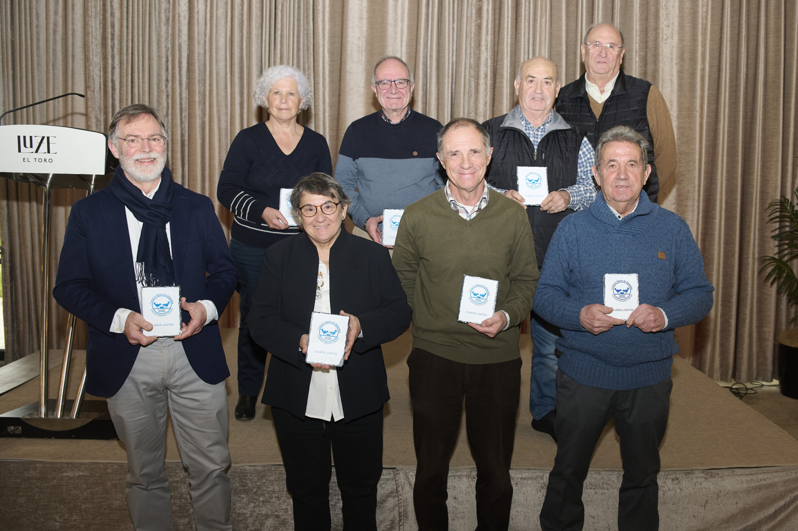 Voluntarios y voluntarias que han cumplido diez años de compromiso con la Fundación Banco de Alimentos de Navarra.